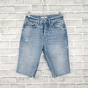GRLFRND Beverly Jean Shorts Raw cut off One for the Road blue Size 24